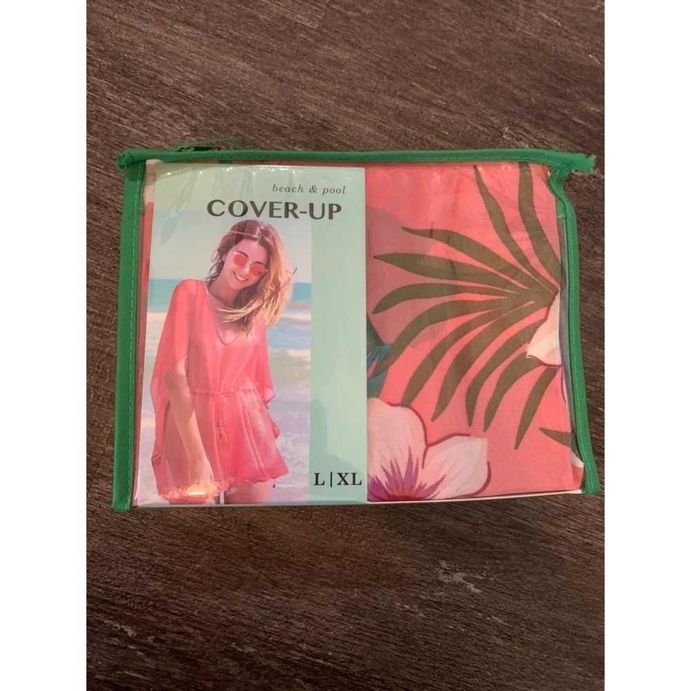 Blue Star Sheer Swimsuit Cover Up Coral Floral Tropical NWT L / XL